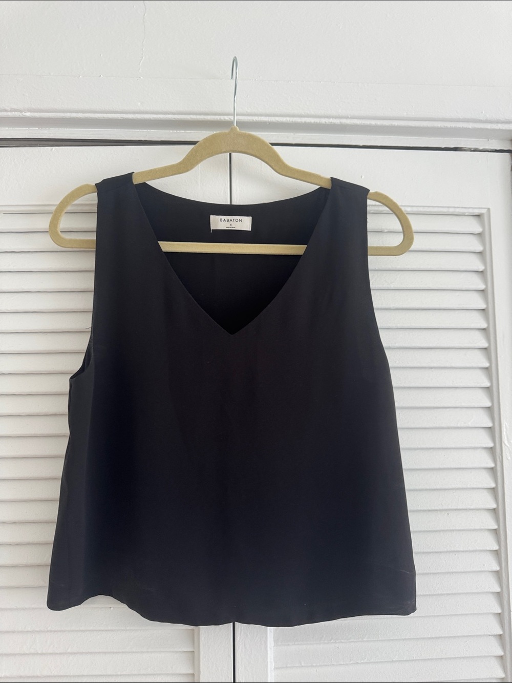 Babaton Black V-Neck Silk-Blend Camisole